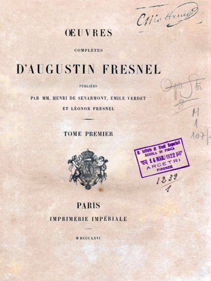 Page des Œuvres complètes d’Augustin Fresnel publiées en 1866